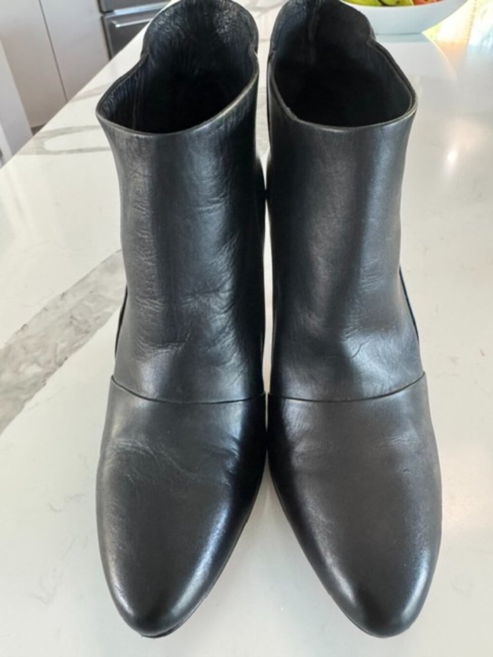 L.A.M.B. "Nyla" black leather booties sz 9 1/2 3.75" heel
